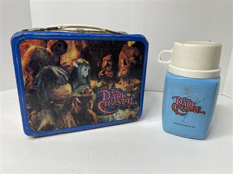 dark crystal metal lunch box|1982 The Dark Crystal Metal Lunchbox & Thermos Henson .